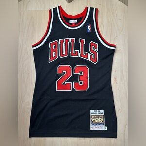 Mitchell & Ness Black and Red Bulls Jersey